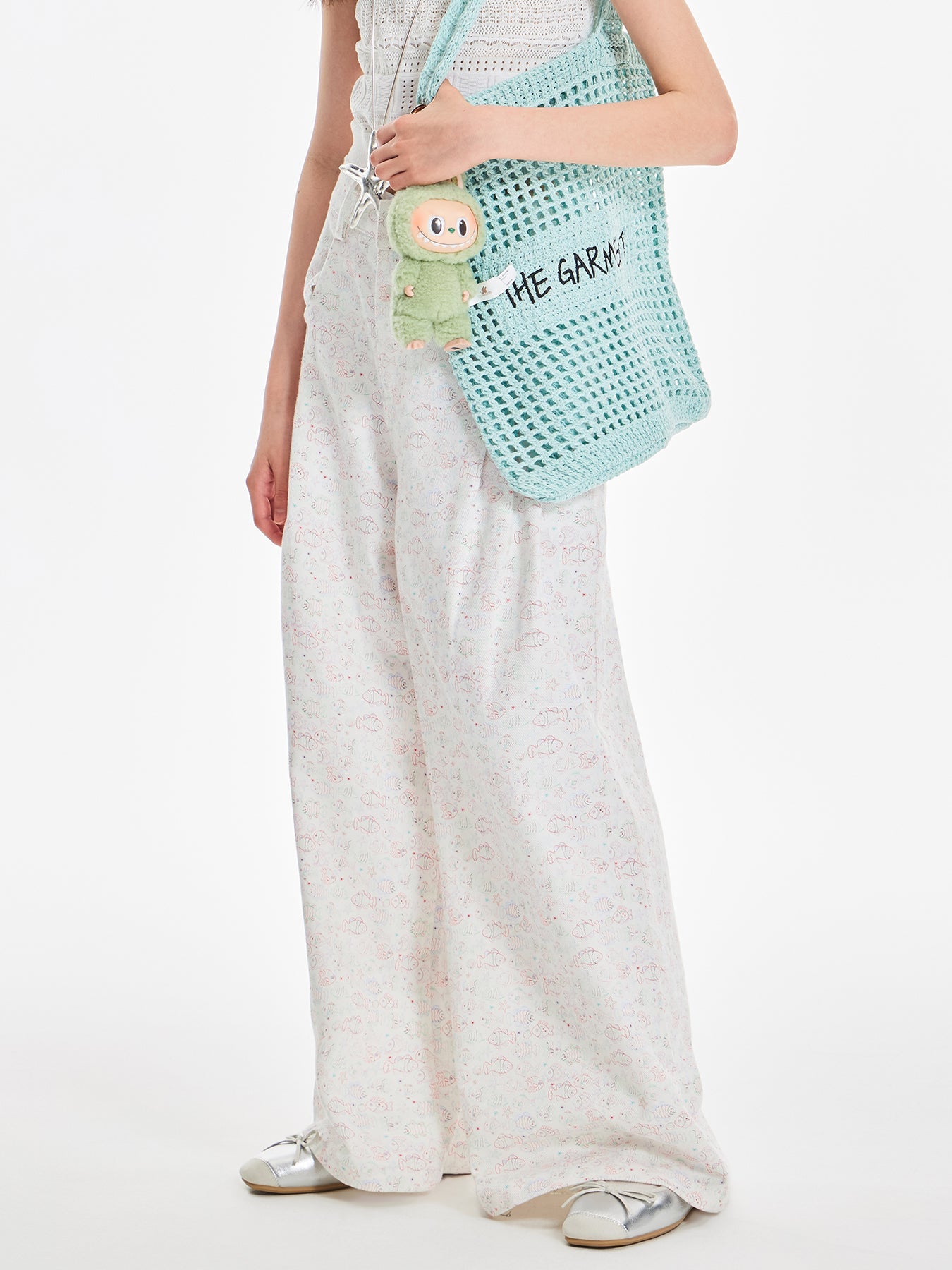 Girls Cotton Wide Leg Pants Summer Fish Print