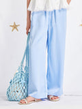 Girls Satin Wide Leg Pants Loose Sky Blue Trousers