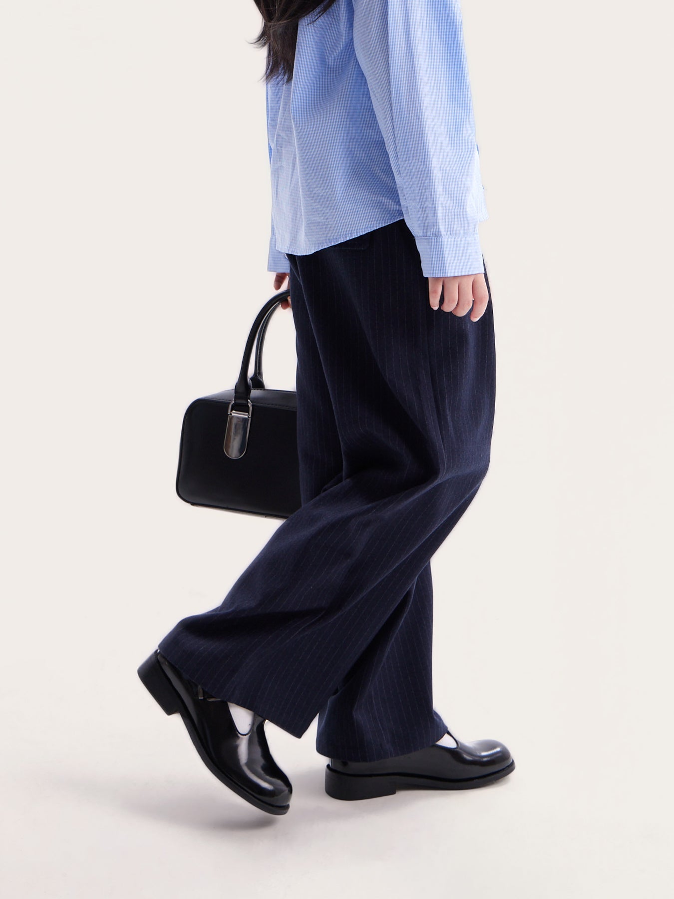 Girls Striped Wide Leg Trousers Casual Loose Pants