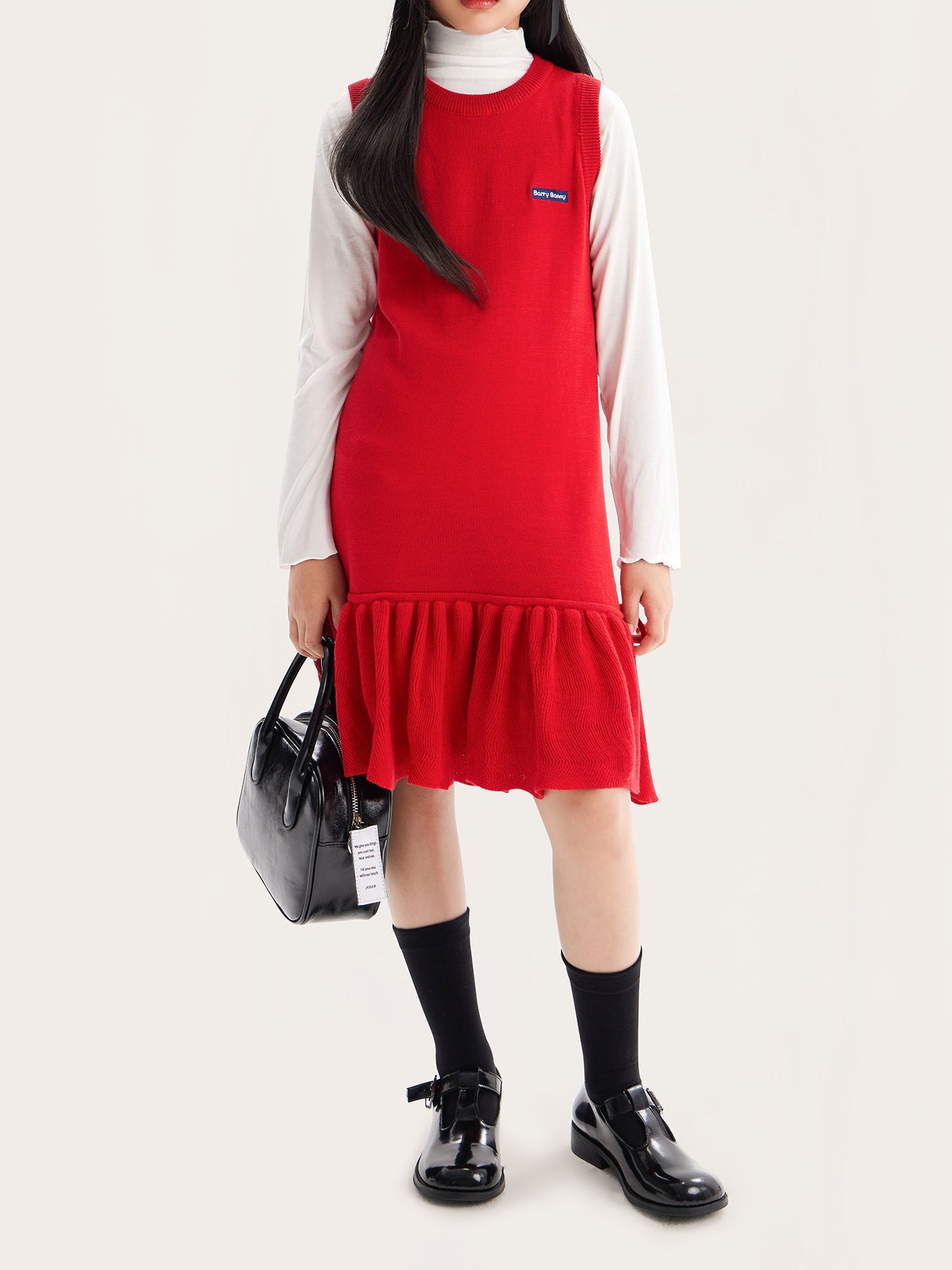 Girls' Knit Sleeveless Dress with Bow Detail