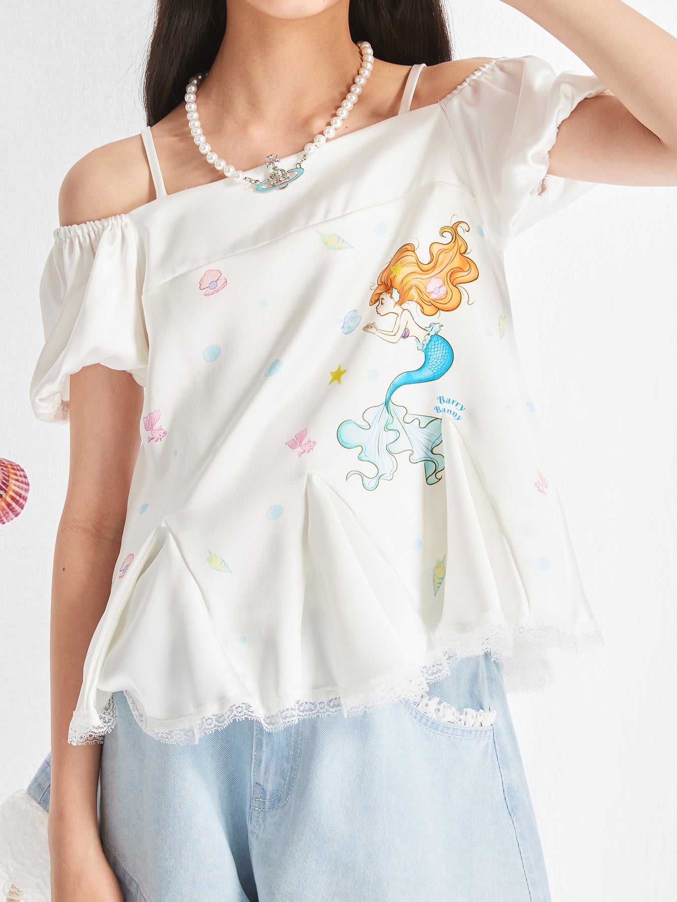 Girls Mermaid Print Tank Top Cute Summer Casual Blouse