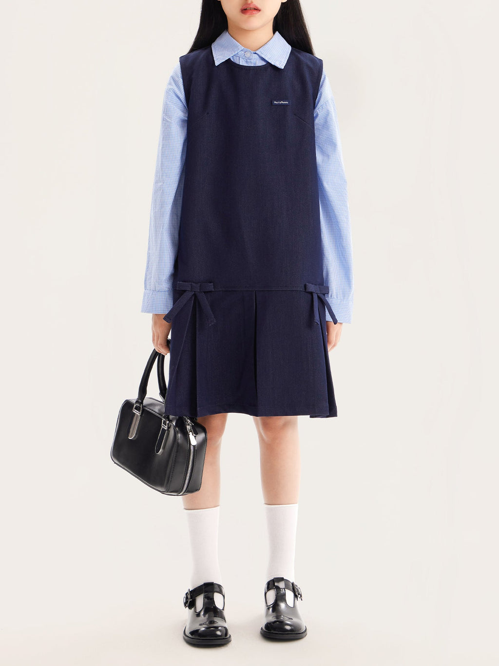 Sleeveless A-Line Dress with Bow Detail for Girls