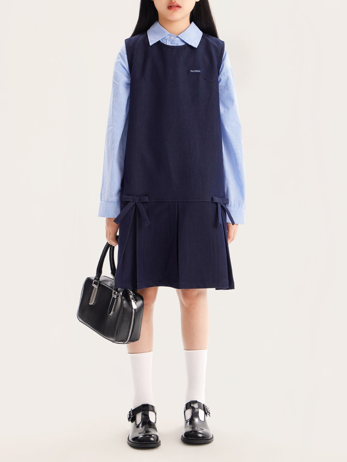 Sleeveless A-Line Dress with Bow Detail for Girls