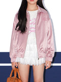 Girls Satin Bomber Jacket in Vintage Rose Pink