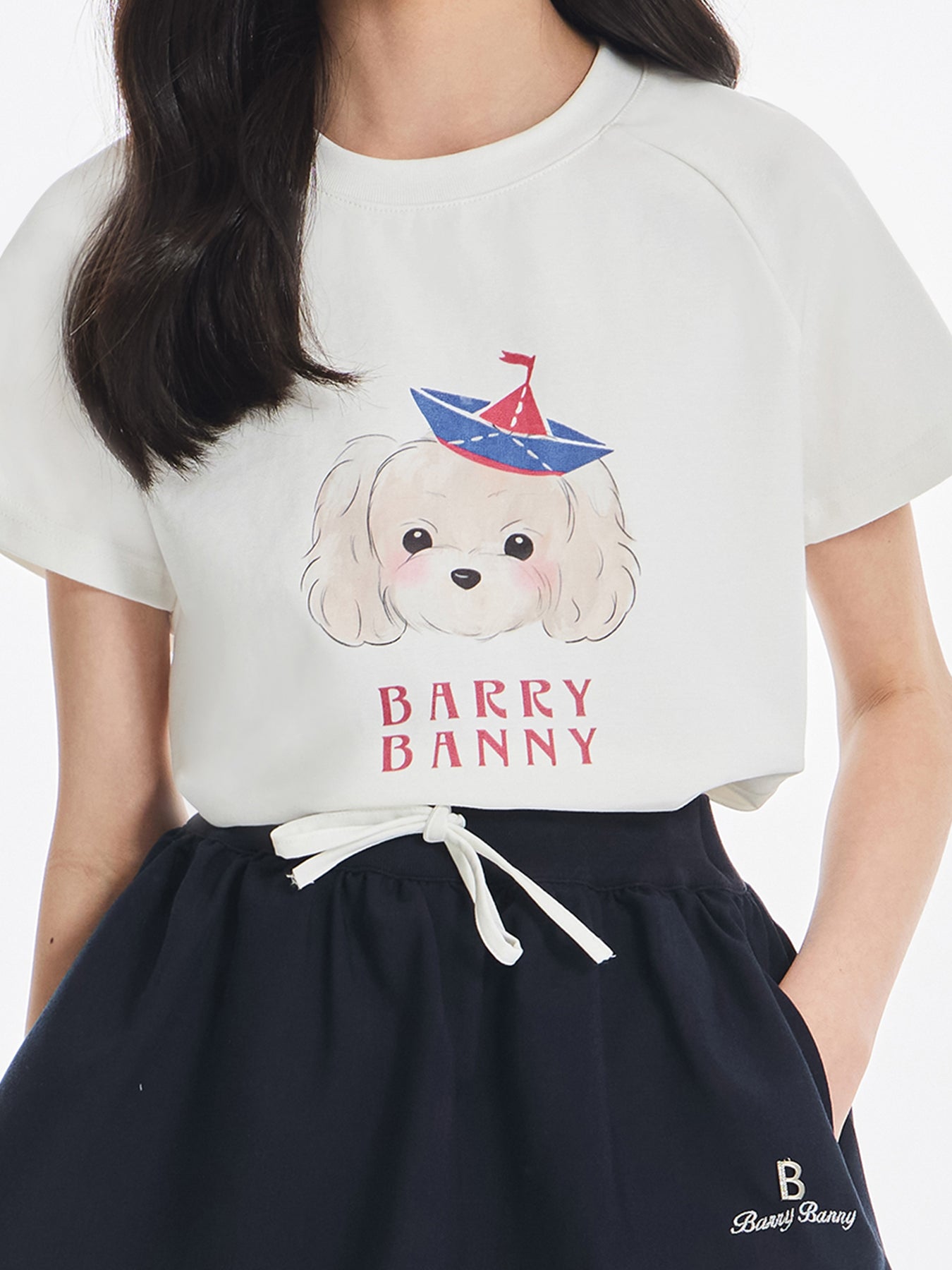 Girls Dog Graphic Cotton Blend Short Sleeve T-Shirt