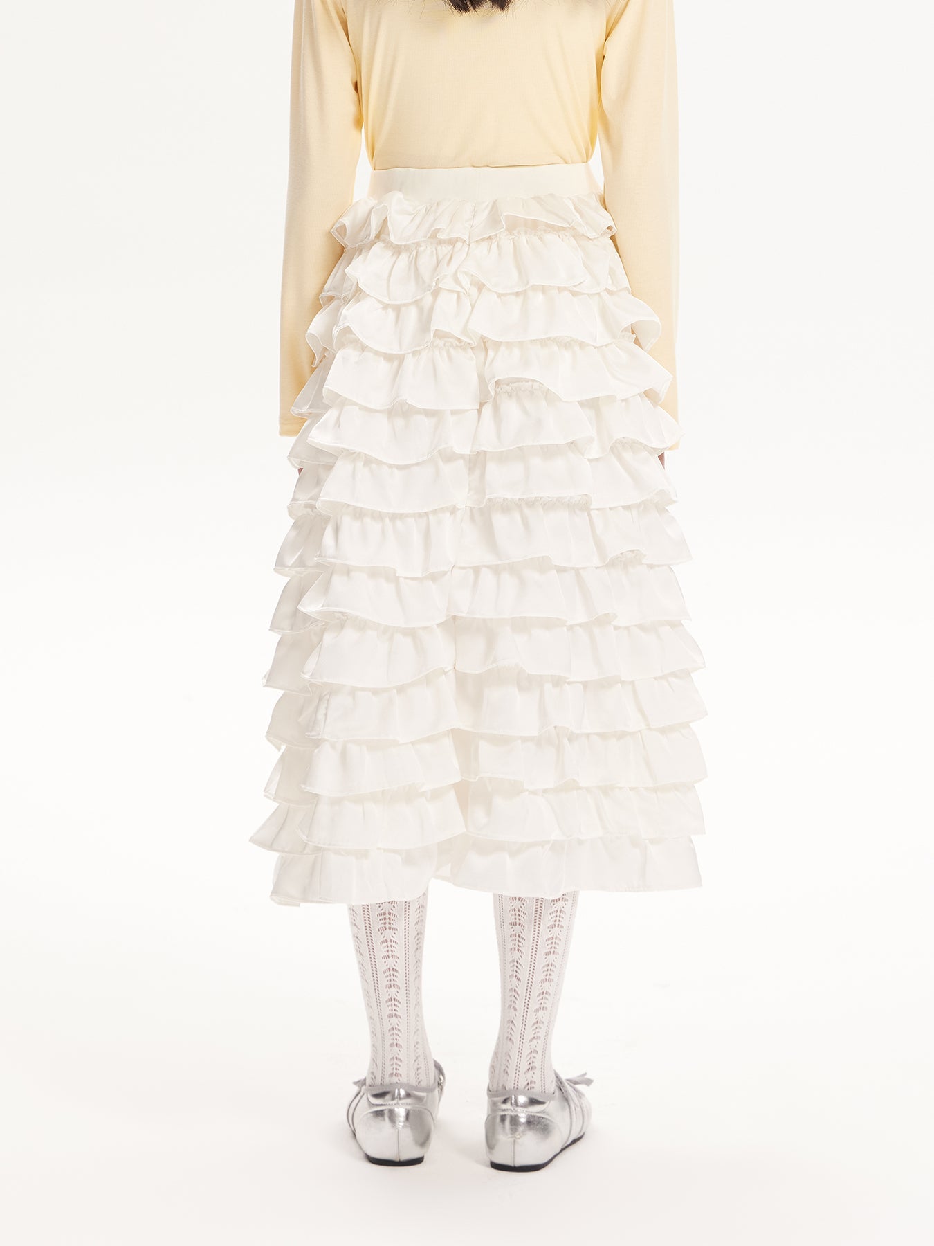Girls Satin Ruffle Layered Princess Cake Skirt