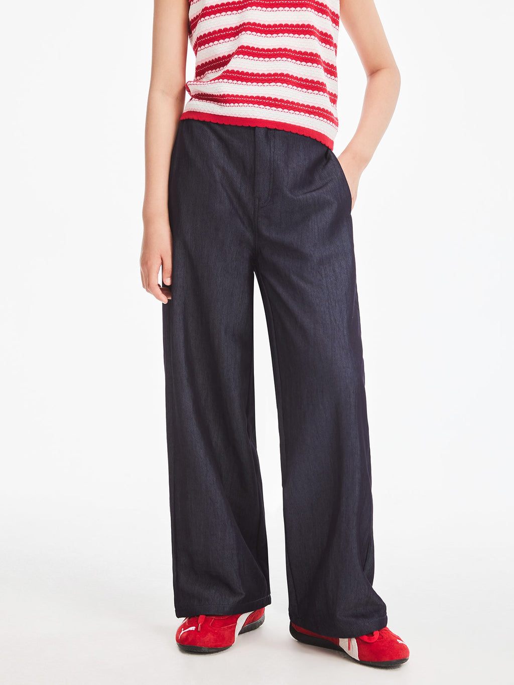 Classic Denim Wide-Legged Pants for Girls - Comfortable & Trendy