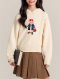 Kids Classic Pullover Hoodie with Bear Embroidery Sweater