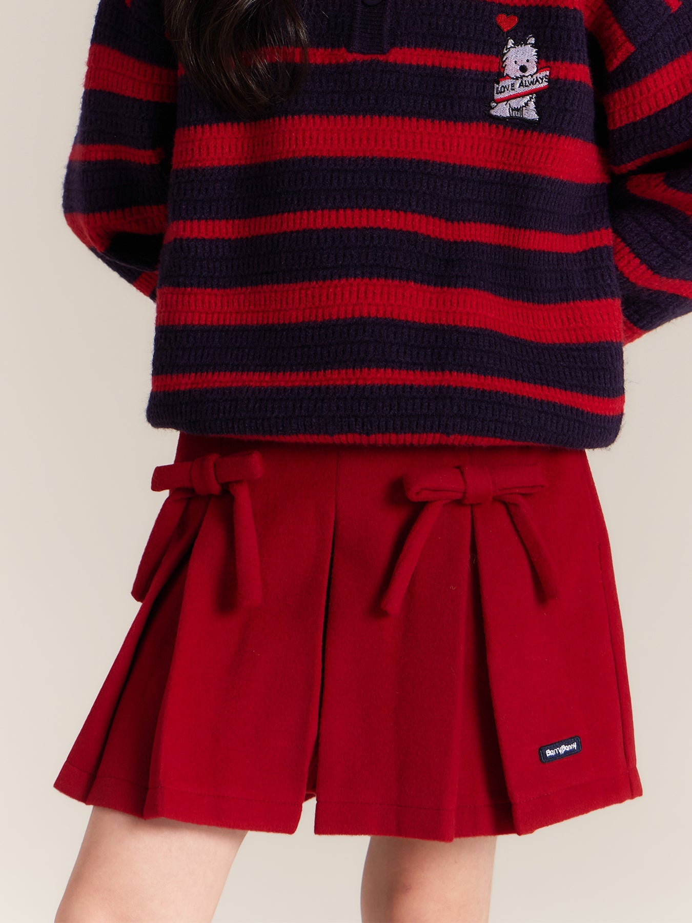 Girls Bow Pleated Skirt Shorts Casual School Outfit