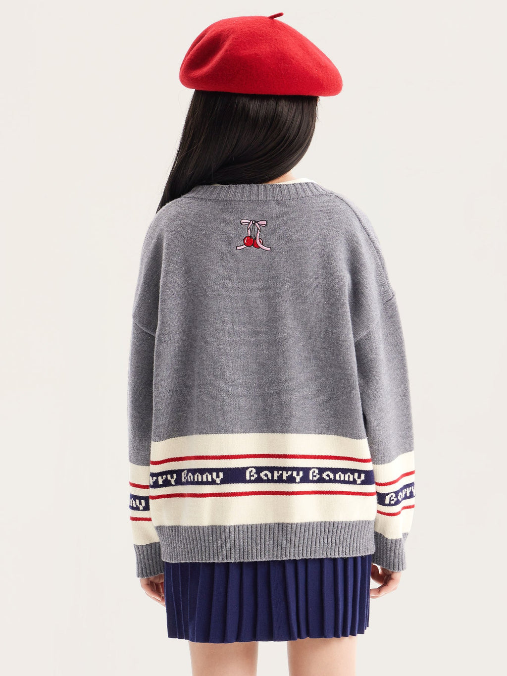Kids Cherry Knit Cardigan, Cozy Fall Winter Sweater