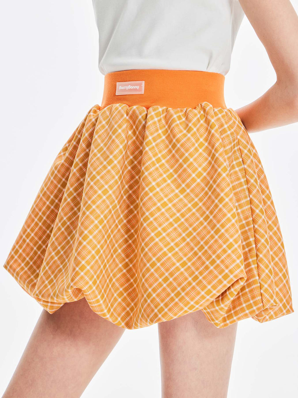 Orange Plaid Ruffle Skirt for Girls