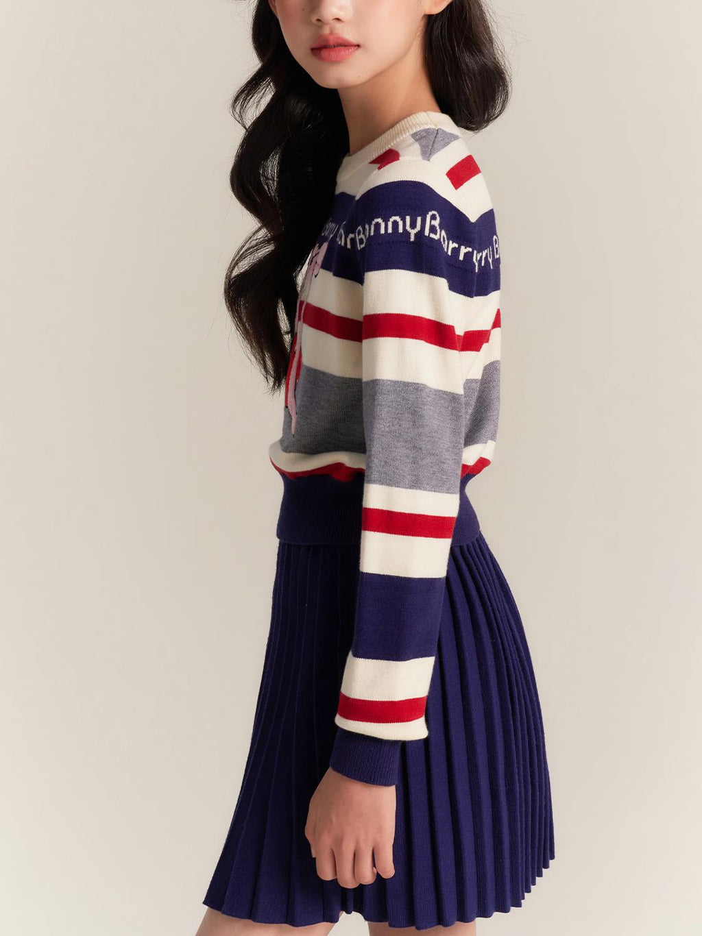 Cherry Bow Striped Knit Sweater for Girls