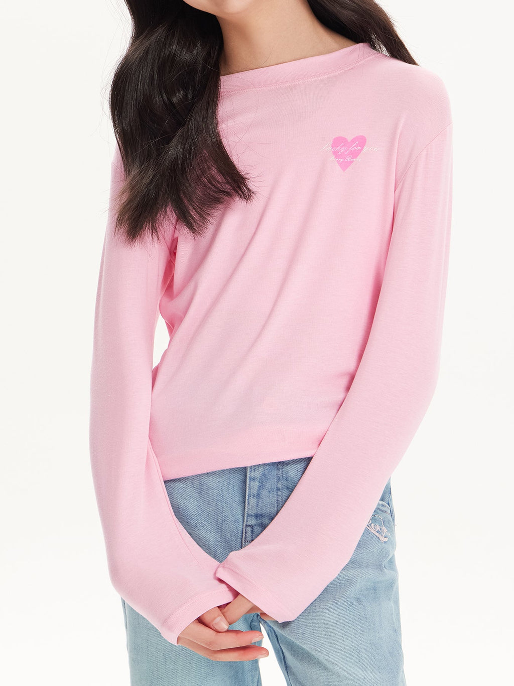 Kids Long Sleeve Solid Color Slim Fit T-Shirt