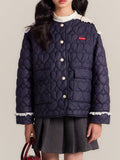 Girls Heart Print Puffer Jacket – Warm Cozy Coat