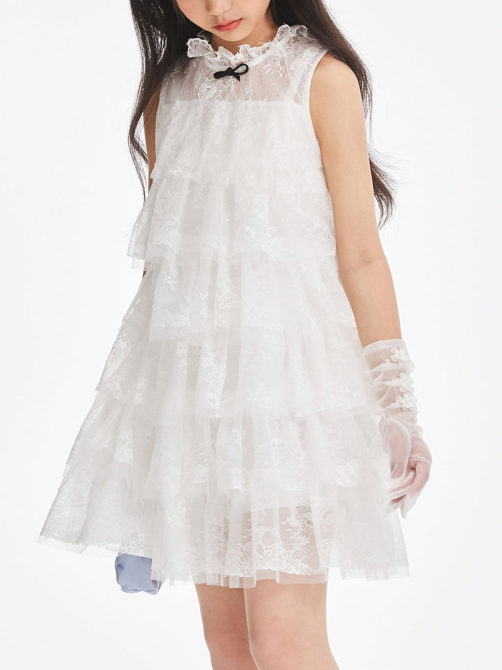 Girly Lace & Tulle Sleeveless Princess Dress for Girls