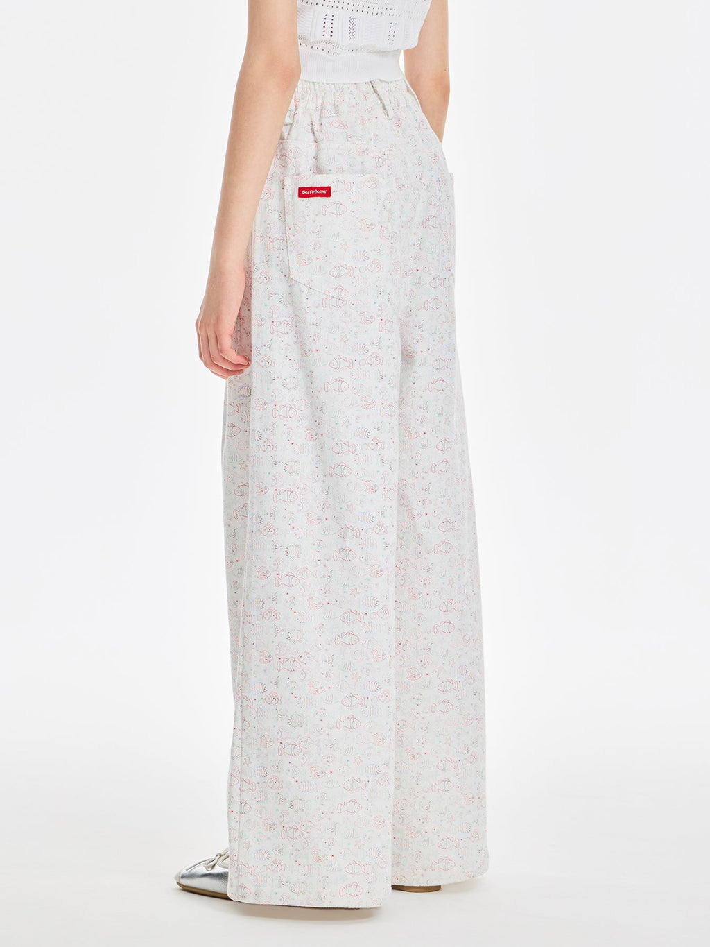 Girls Cotton Wide Leg Pants Summer Fish Print
