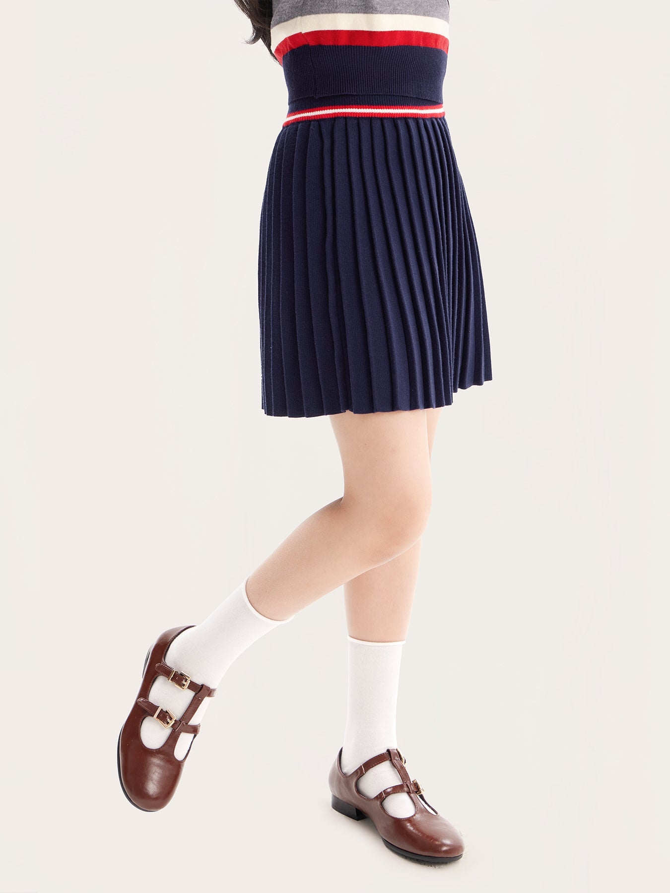 Kids’ Classic Pleated Knit Skirt with Collegiate Style