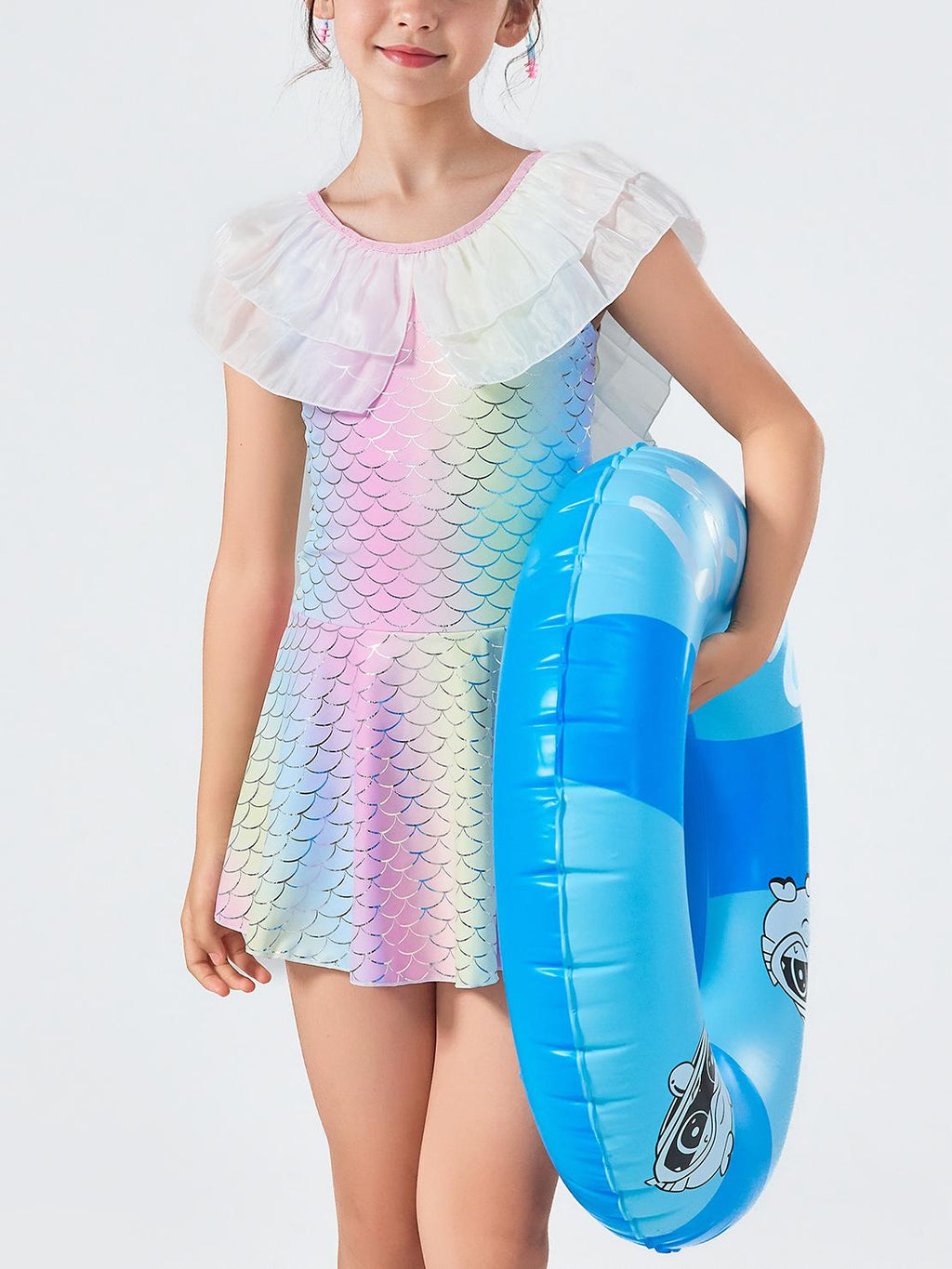 Girls Mermaid One Piece Swimsuit Sparkle Stretch Swimwear