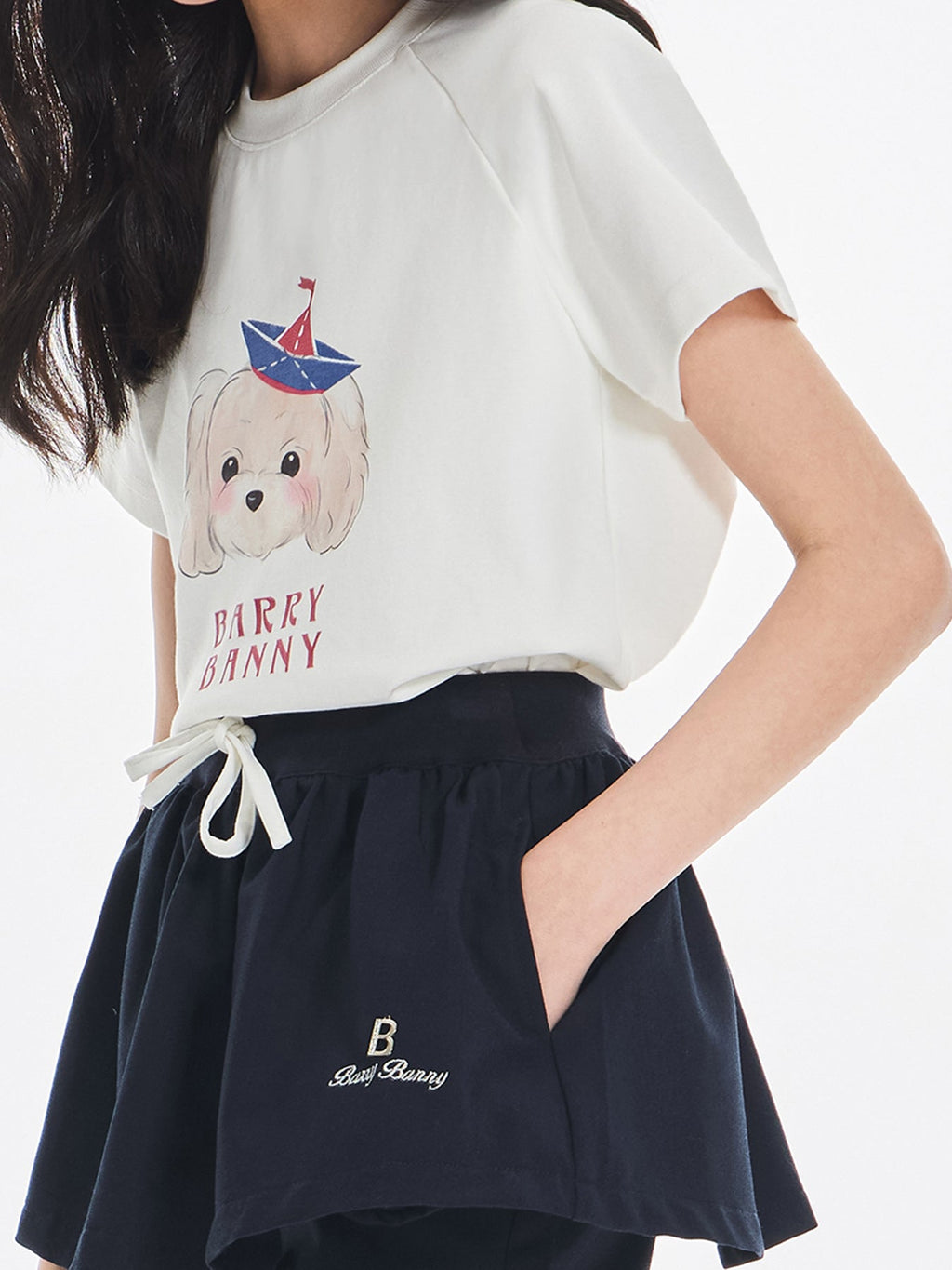 Girls Dog Graphic Cotton Blend Short Sleeve T-Shirt
