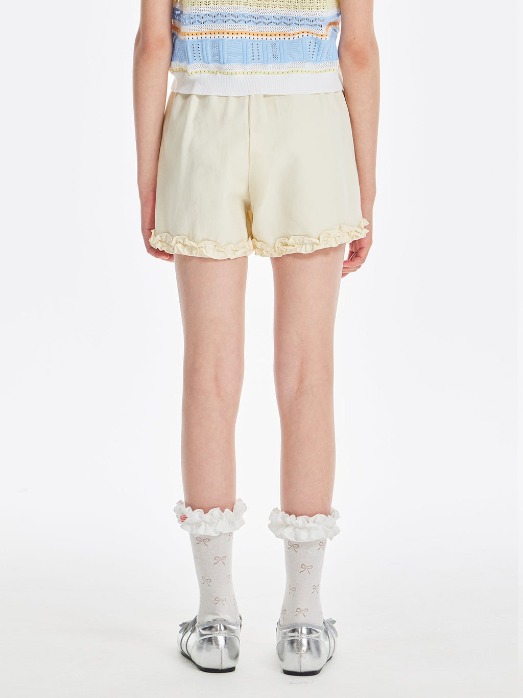 Girls Ruffle Hem Cotton Knit Summer Casual Shorts