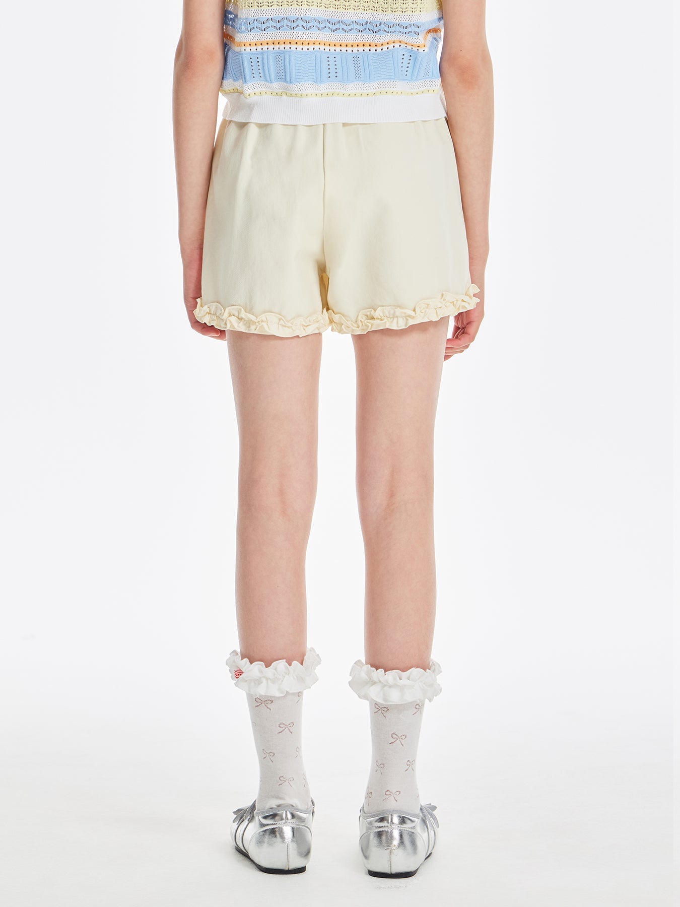 Girls Ruffle Hem Cotton Knit Summer Casual Shorts