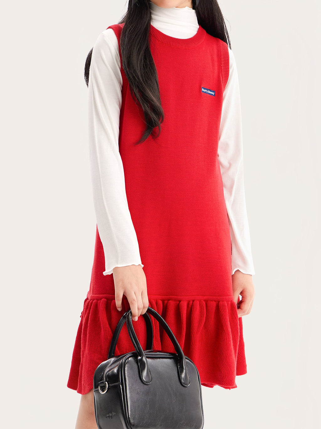 Girls' Knit Sleeveless Dress with Bow Detail