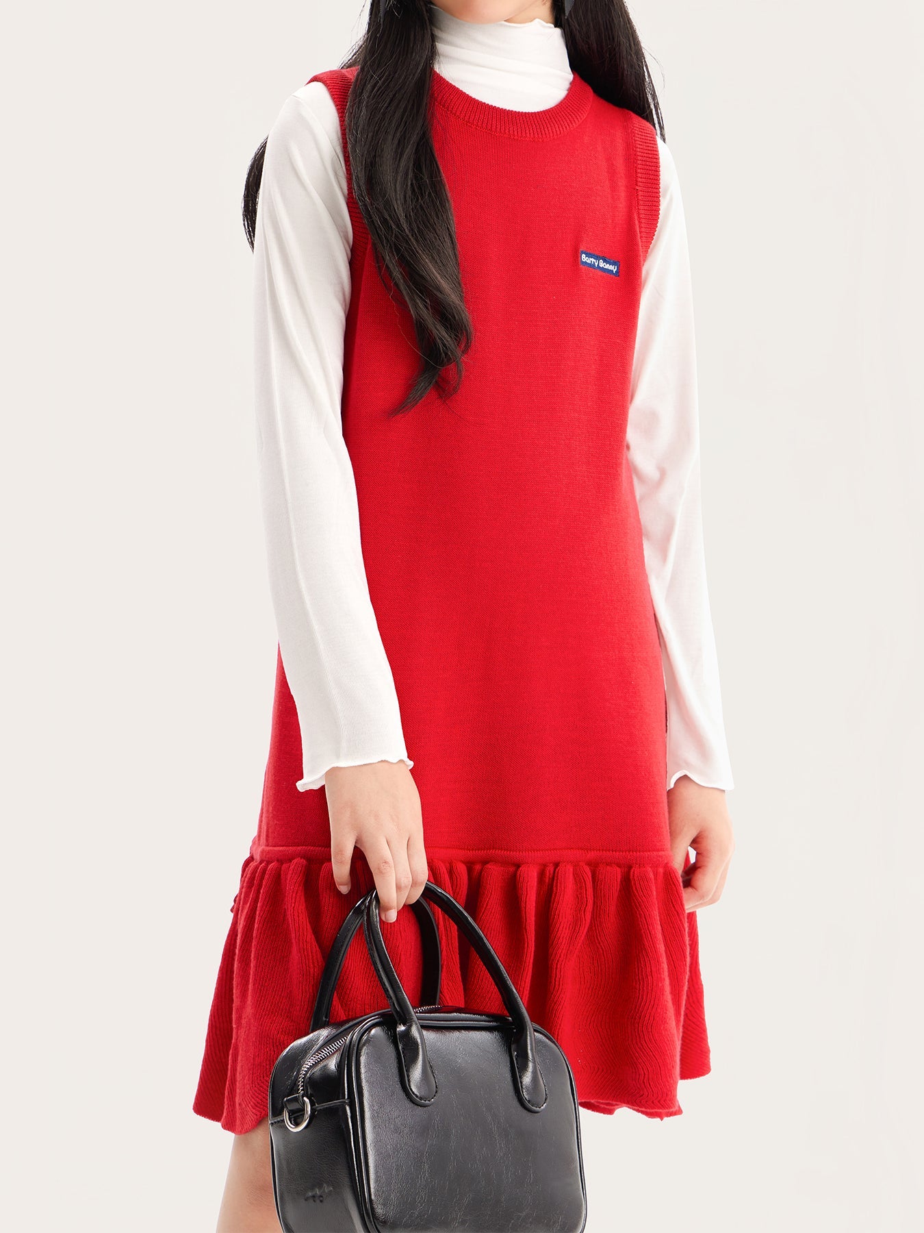 Girls' Knit Sleeveless Dress with Bow Detail