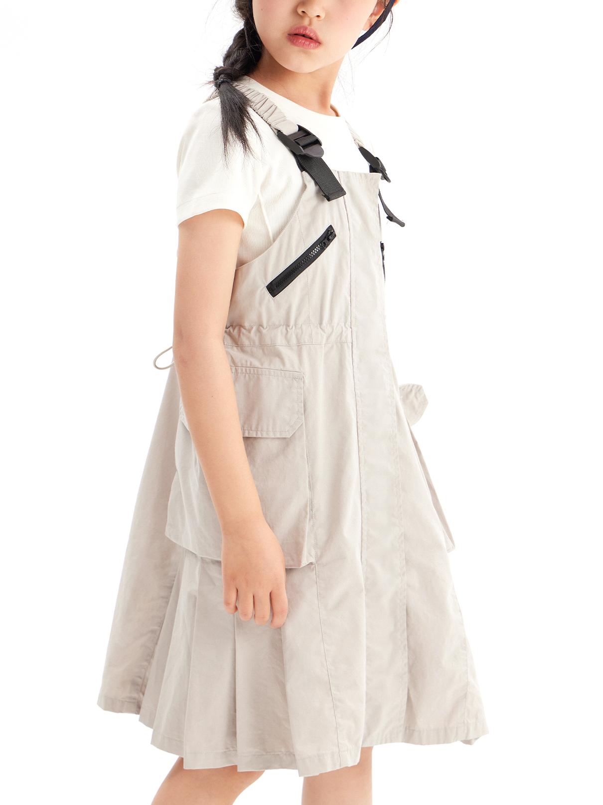 Girls Outdoor Utility Pocket Overall Dress