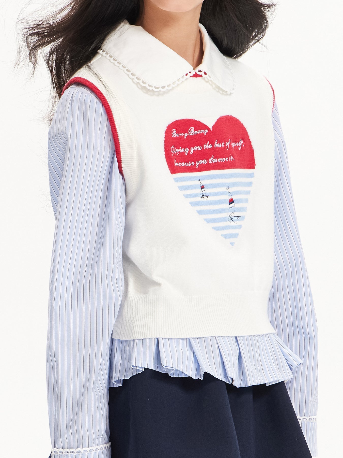 Girls Heart Knit Sweater Vest Preppy  Top