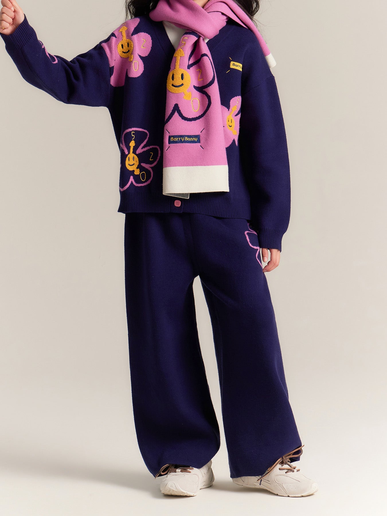 Girls Zip Up Cardigan Jacket with Sunflower Print