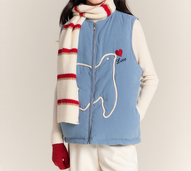 Kids Blue Puffer Vest – Warm Sleeveless Fall Winter Jacket