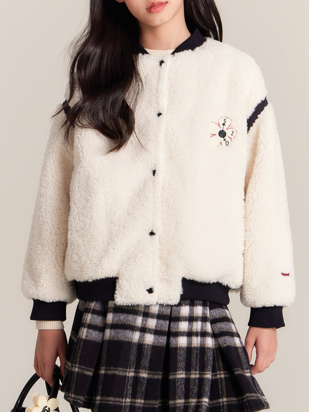 Girls Cozy Button Front Winter Jacket