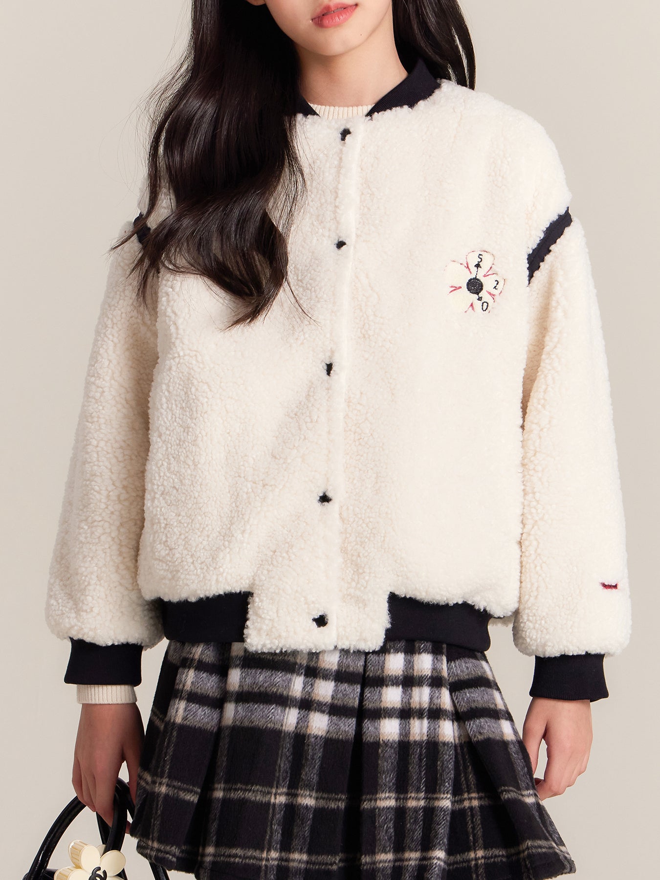 Girls Cozy Button Front Winter Jacket