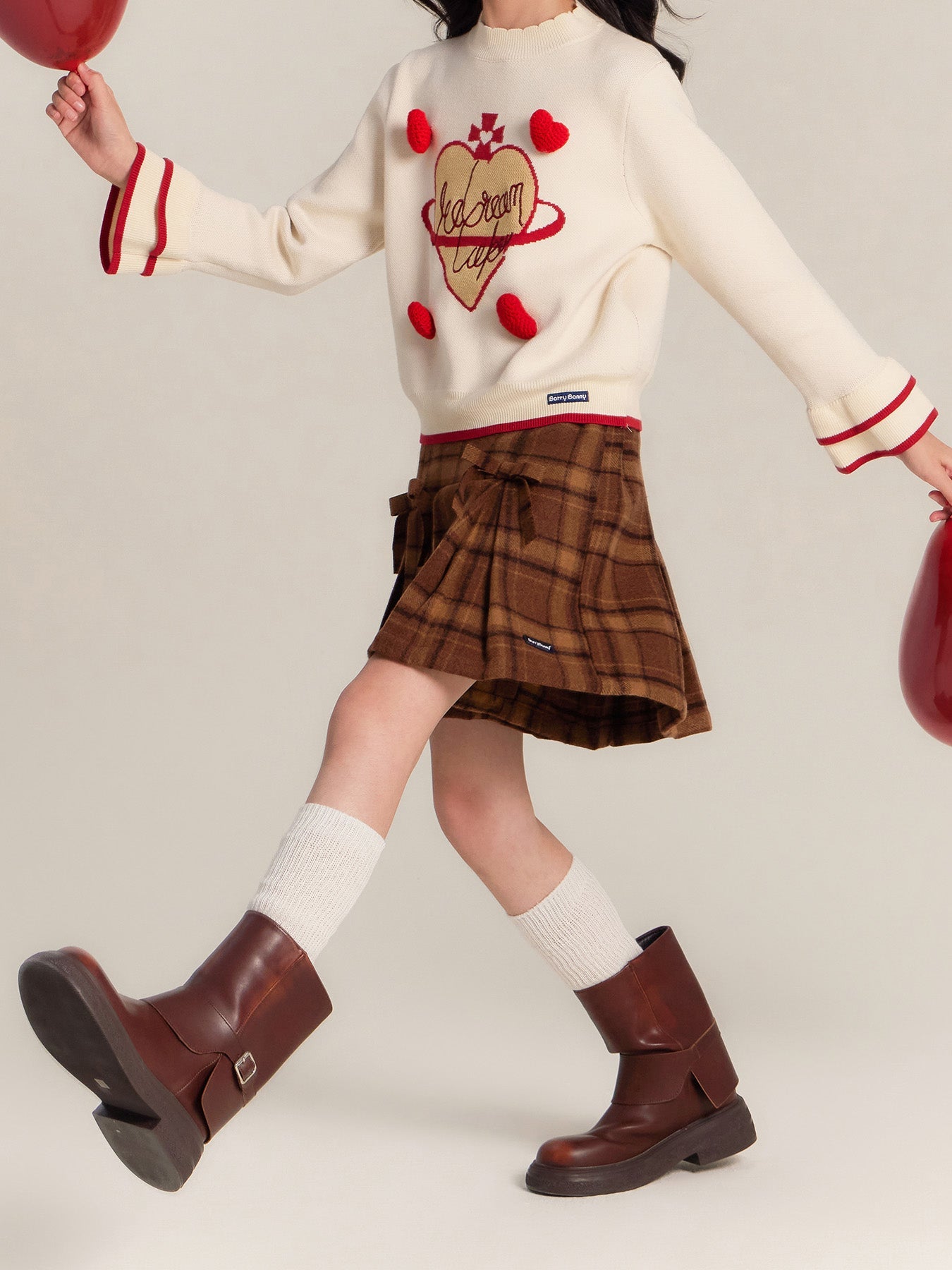 Kids' Cute Heart Knit Sweater