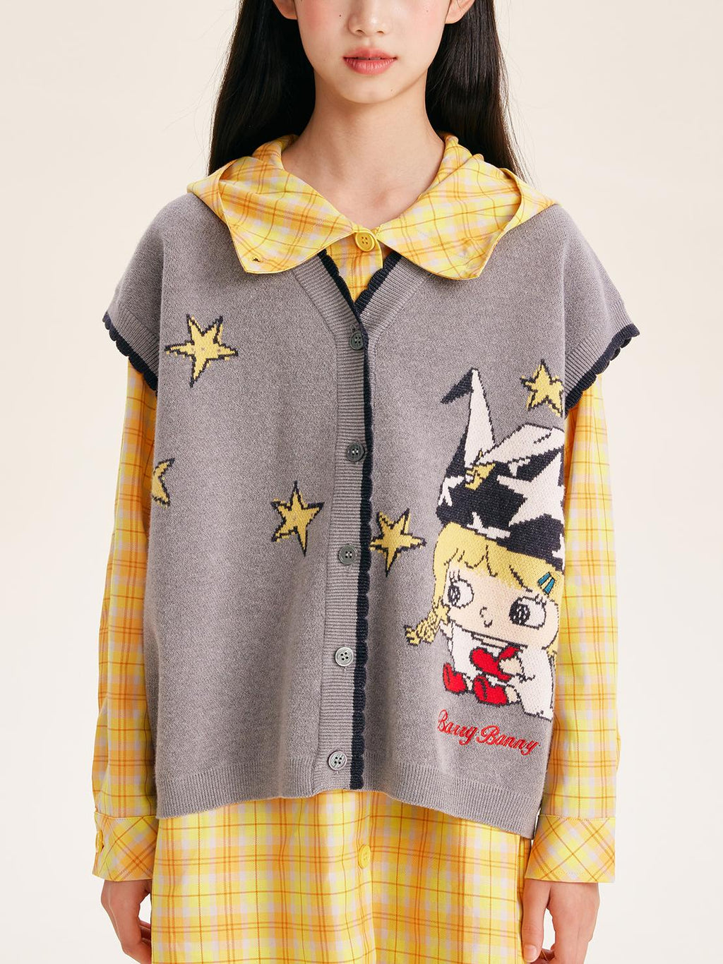 Girl's Korean Style Knit Vest Cardigan Sleeveless Top