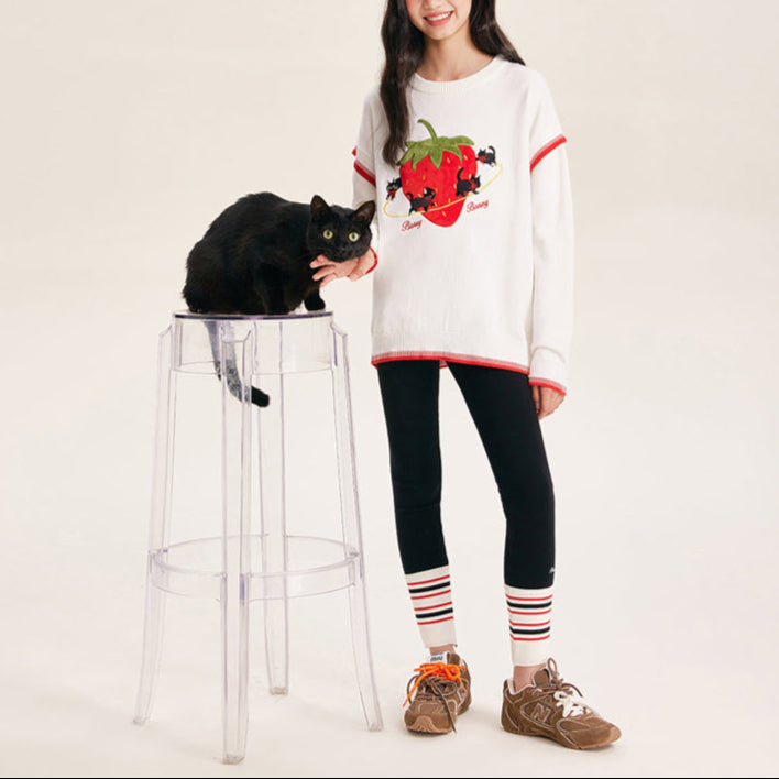 Kids Strawberry Graphic Knit Sweater Pullover