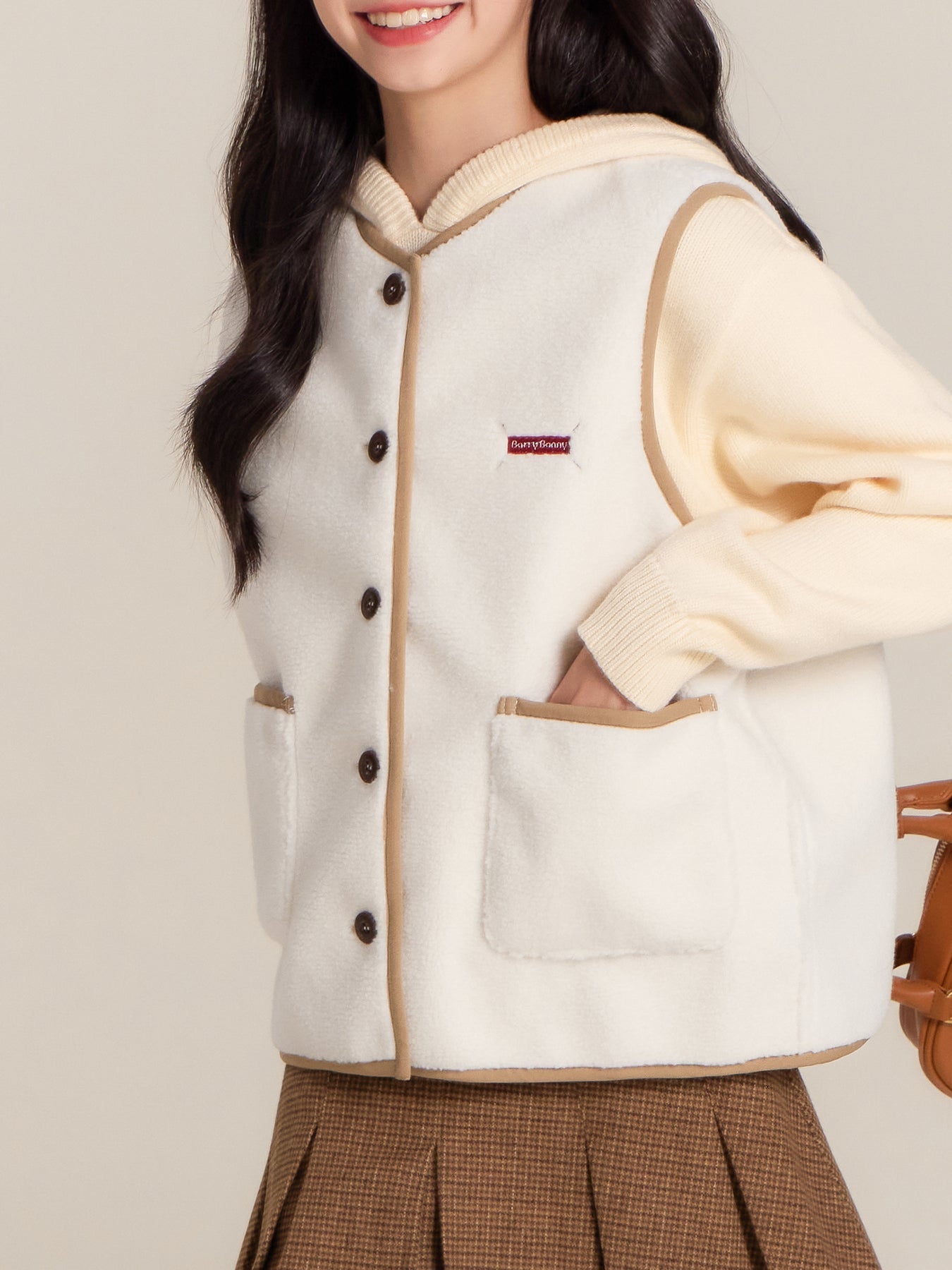 Girls Button Front Vest with Pockets