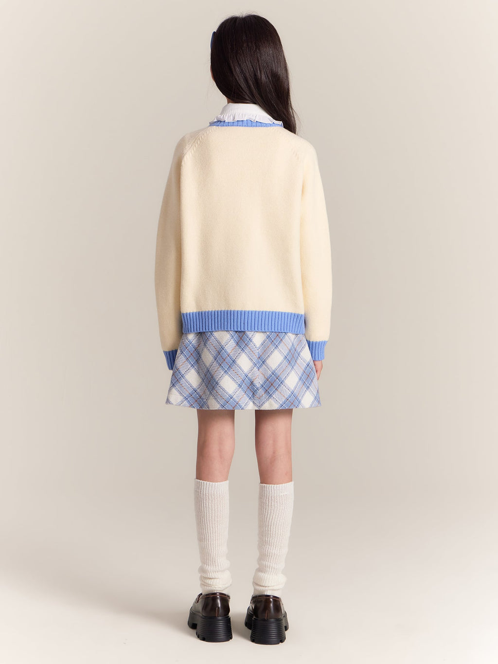 Girls Cat Embroidered Knit Cardigan Sweater