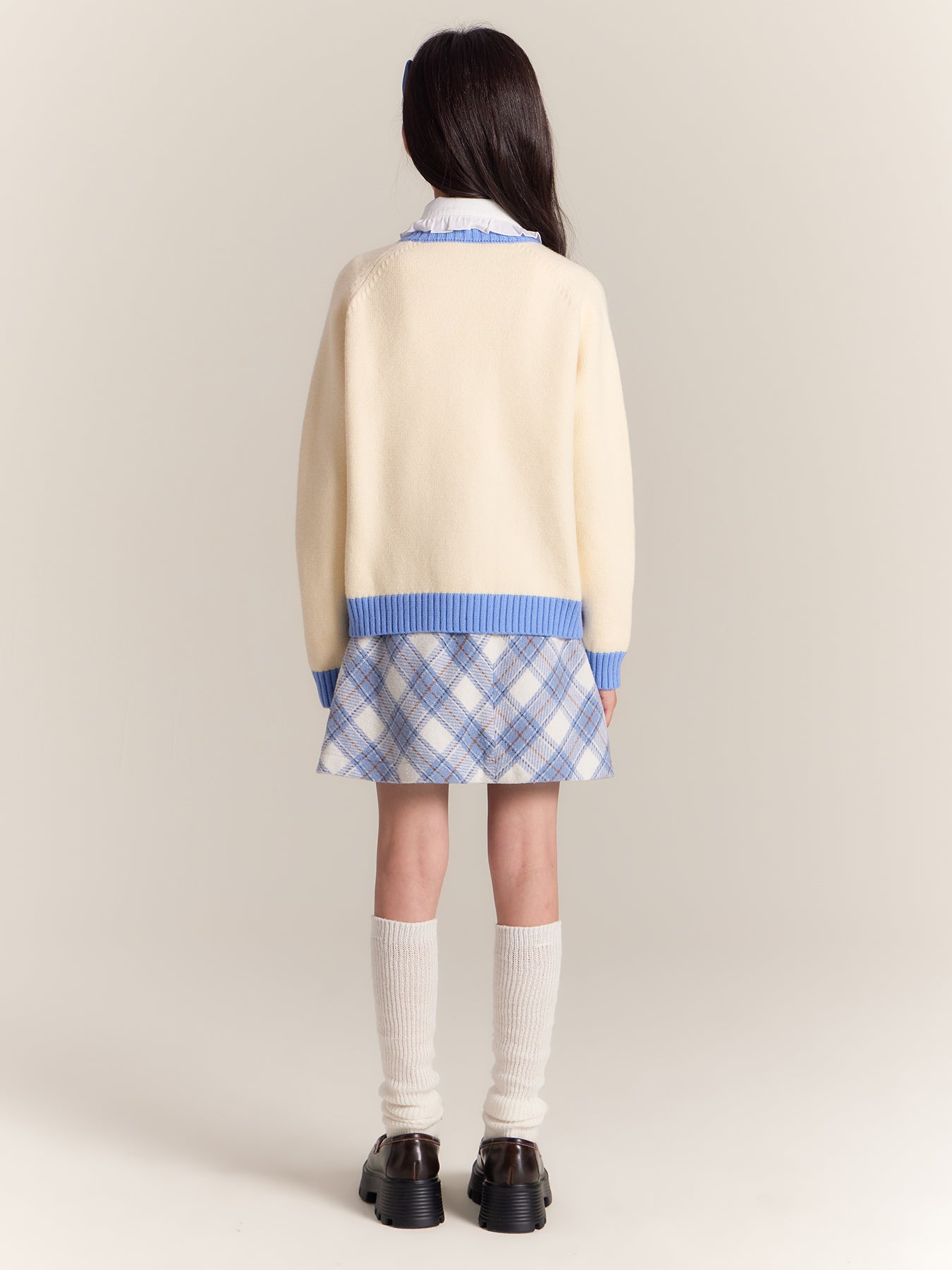 Girls Cat Embroidered Knit Cardigan Sweater