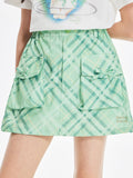 Girls Cargo Pocket Plaid Mini Skirt Green
