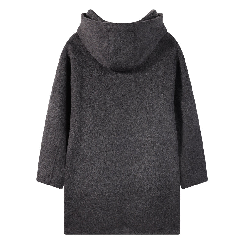 Girls Winter Wool Coat Warm Long Hooded Jacket
