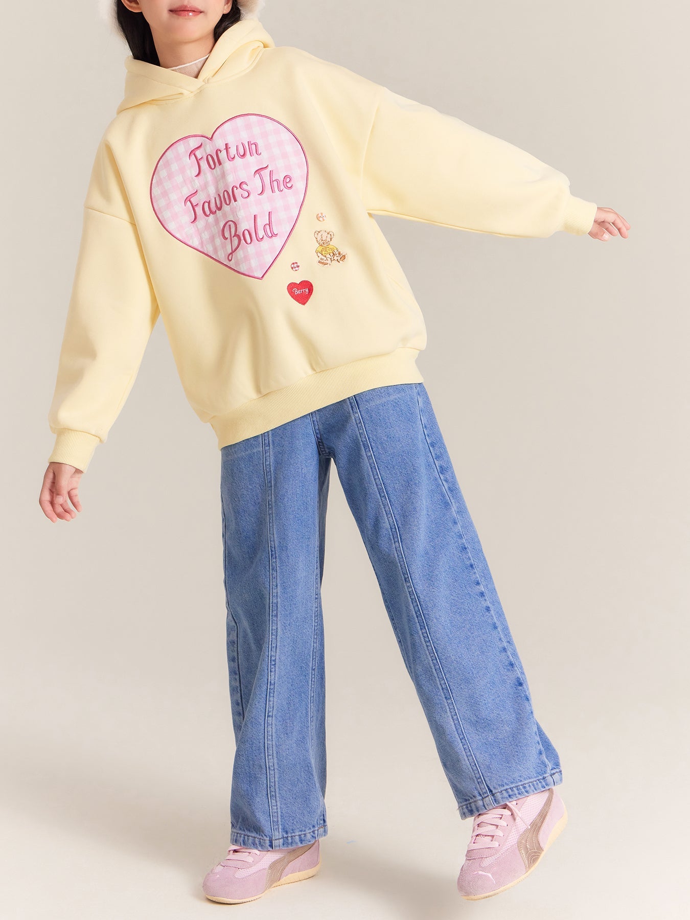 Girls High Waist Wide Leg Denim Jeans Casual Loose Fit