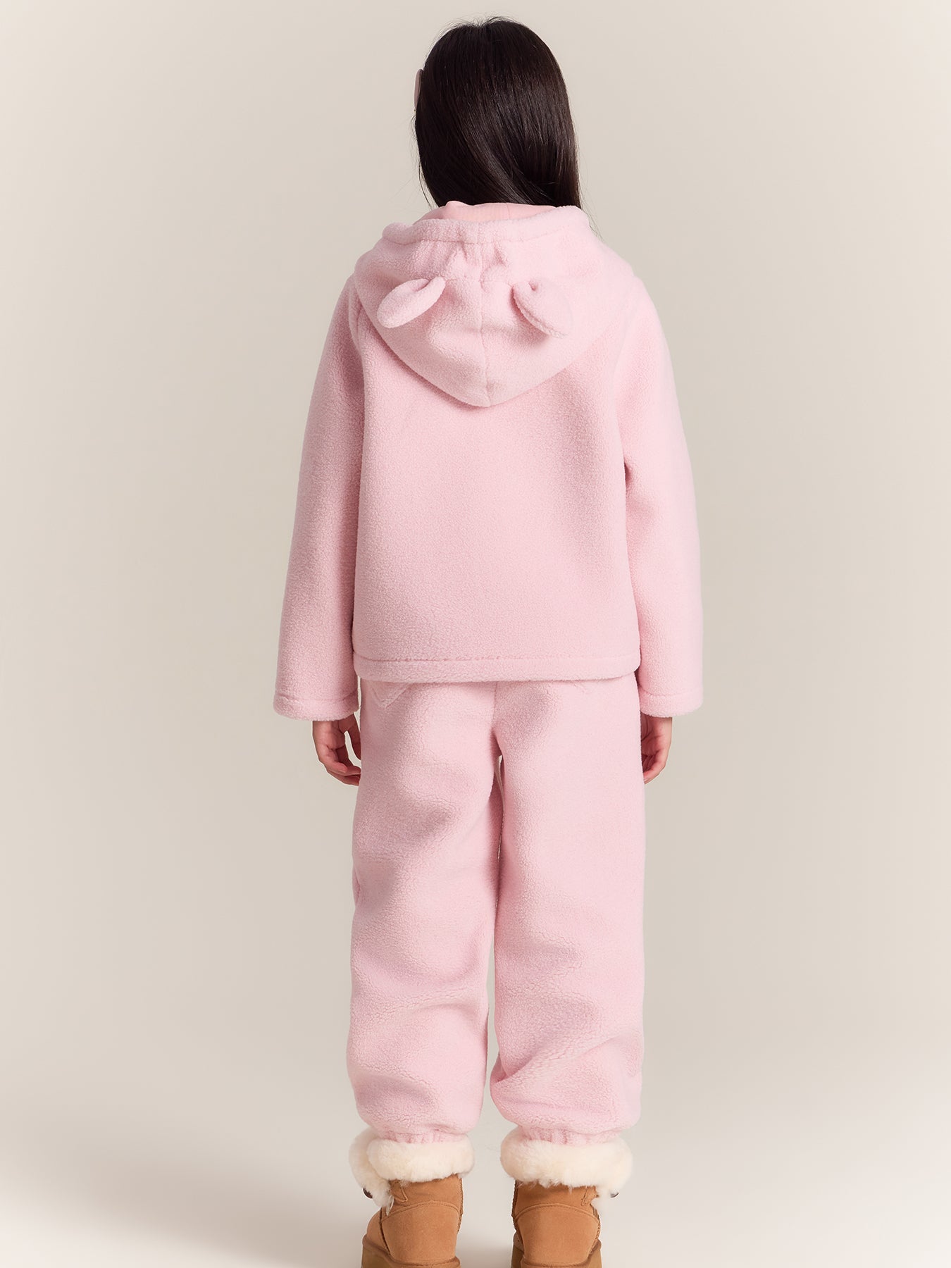 Kids Fleece Coat & Pants Set, Warm Lamb Wool Winter Outfit