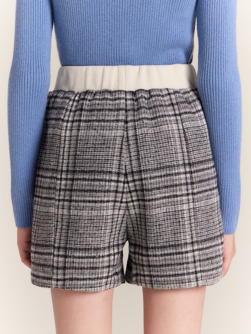 Girls Plaid Wool Blend Shorts with Elastic Waist