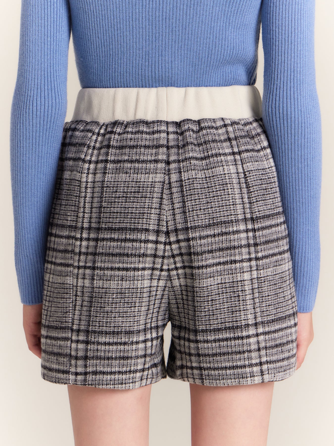 Girls Plaid Wool Blend Shorts with Elastic Waist