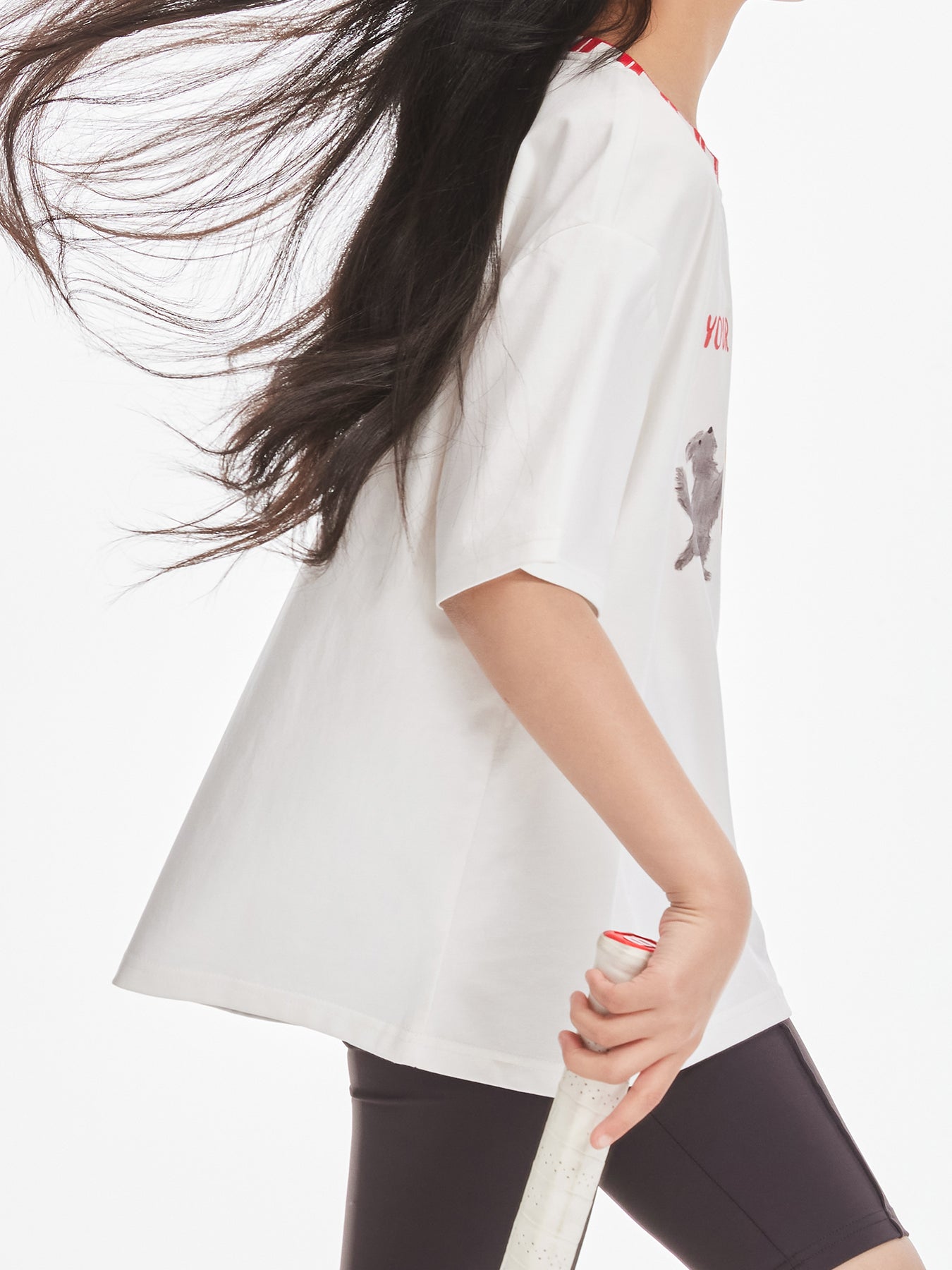 Kids White Dog Graphic Tee with Cute Logo