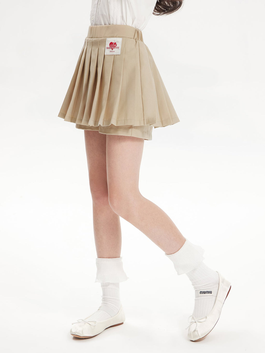 Girls Pleated Skirt with Logo Embroidery Safety Shorts