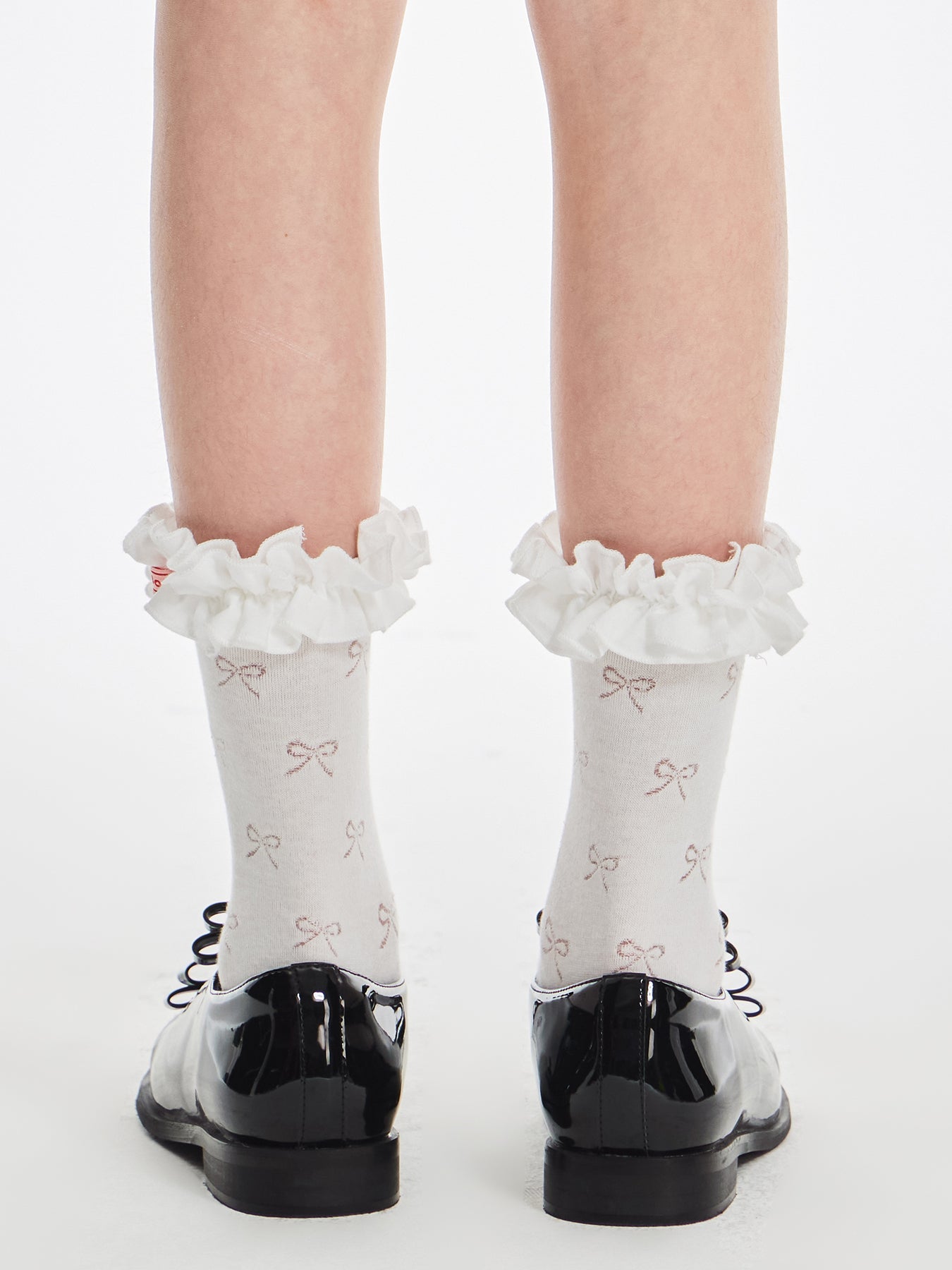 Girls Ruffle Lace Bowknot Socks Breathable Cotton Mid Calf