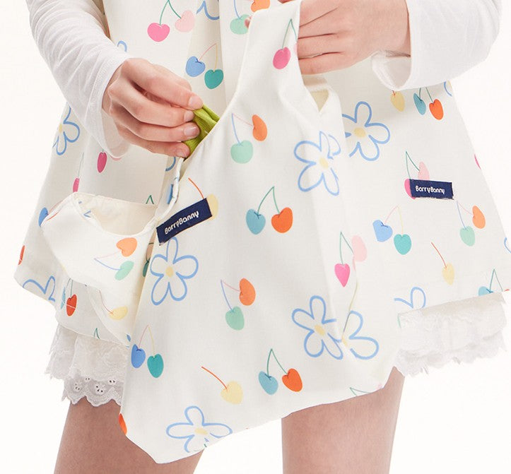 Cherry Print Reusable Tote Bag for Girls and Women