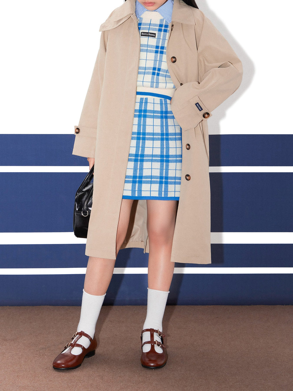 Girls Oversized Trench Coat in Neutral Maillard Style